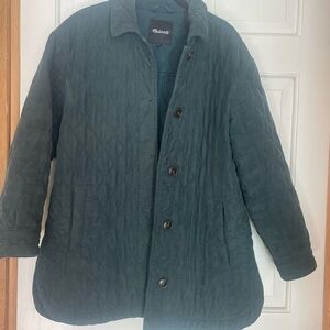 Madewell Green Lightweight Shirt Jacket with Quilted Design
